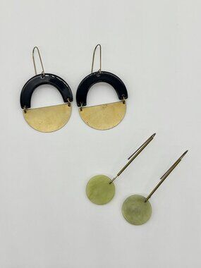 Lot Two Pairs Dangle Earrings for Pierced Ears Mod Chic Bold Statement, Unsigned